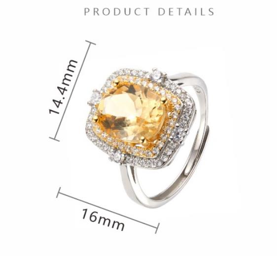 S925 Sterling Silver 18K Gold Natural Gemstone Sophisticated Ring for The Index Finger